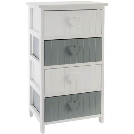 Cajonera Paulownia 40X29X73 Corazones Blanco
