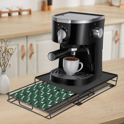 50 Pod Holder Elegante Negro Organizador de cápsulas Cajón Almacenamiento y  soporte de máquina de café Pies antideslizantes - Compatible con Nespresso  (,)(,)