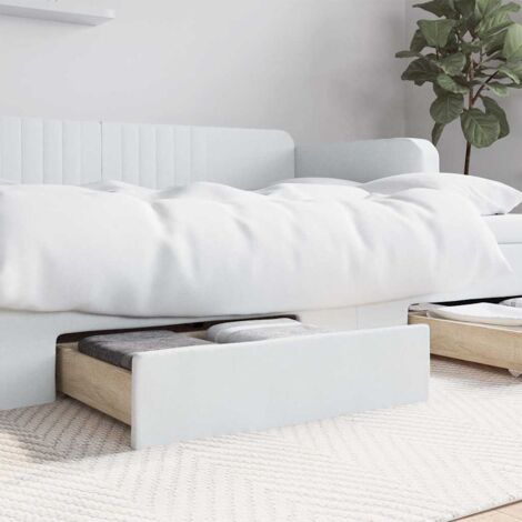 Cajones de cama 2 uds madera ingeniería cuero sintético blanco