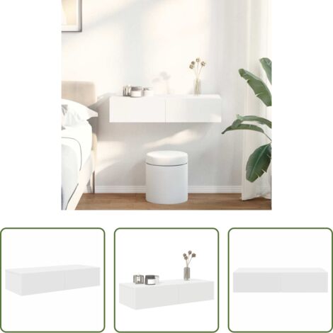 Cajones de madera - Estante de pared con cajones de madera contrachapada blanco