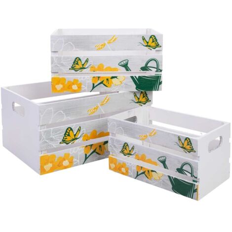 Cajones de madera impresos set 3 pzas 36x26x18h-31x21x16h-26x16x14h cm