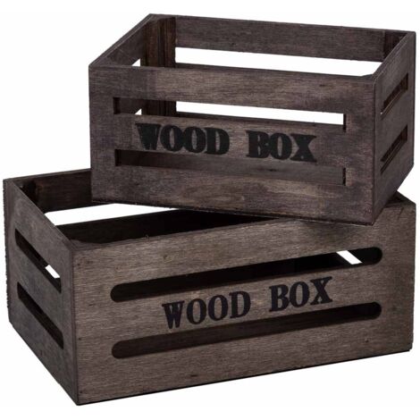 Cajones de madera set 2 piezas marron 20x13x09-16x11x08h cm