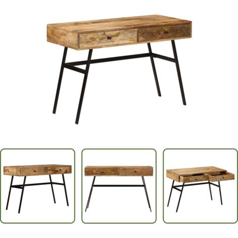 Cajones -  Escritorio con cajones madera maciza de mango 110x50x76 cm