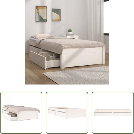 Cajones -  Estructura de cama con cajones blanco 75x190 cm