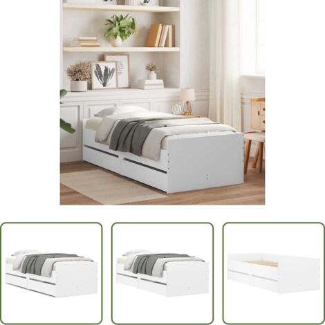 Cajones -  Estructura de cama con cajones blanco 90x190 cm