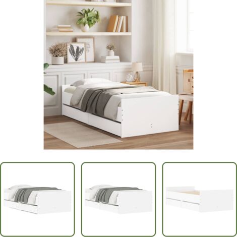 Cajones -  Estructura de cama con cajones blanco 90x190 cm