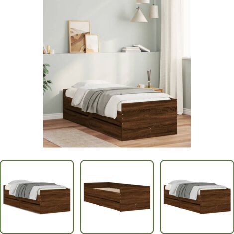 Cajones -  Estructura de cama con cajones roble marrón 75x190 cm