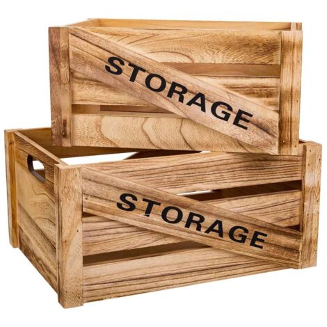 Cajones madera set 2 piezas 36x26x18 -31x21x16h cm