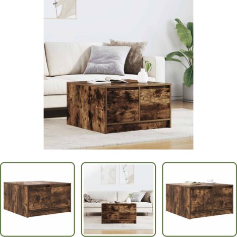 Cajones -  Mesa de centro con cajones roble ahumado 70,5x70x40 cm