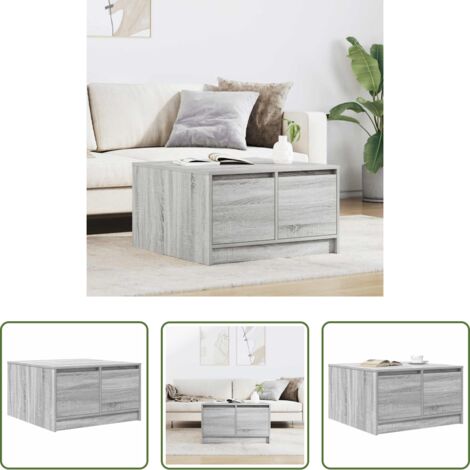 Cajones -  Mesa de centro con cajones Sonoma gris 70,5x70x40 cm