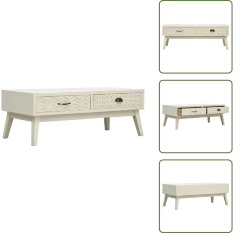 Cajones - vidaXL Mesa de centro con 2 cajones tallados madera gris 110x50x40 cm - Diseño vintage