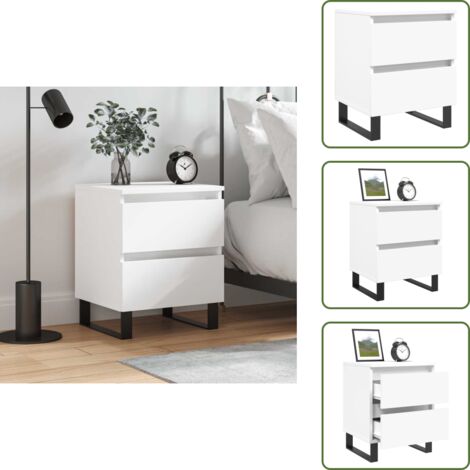 Cajones - vidaXL Mesita de noche madera contrachapada blanco 40x35x50 cm - Decoración