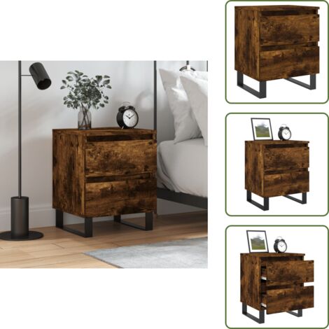 Cajones - vidaXL Mesita de noche madera de ingeniería roble ahumado 40x35x50 cm - Muebles decorativos