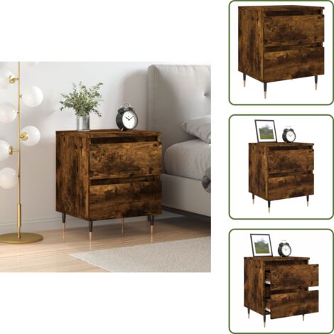 Cajones - vidaXL Mesita de noche madera de ingeniería roble ahumado 40x35x50 cm - Muebles decorativos