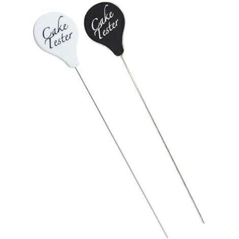 Cake Tester - Stainless Steel Probe 195 mm - For Cakes Pastries Baking - 2 Pieces Black White