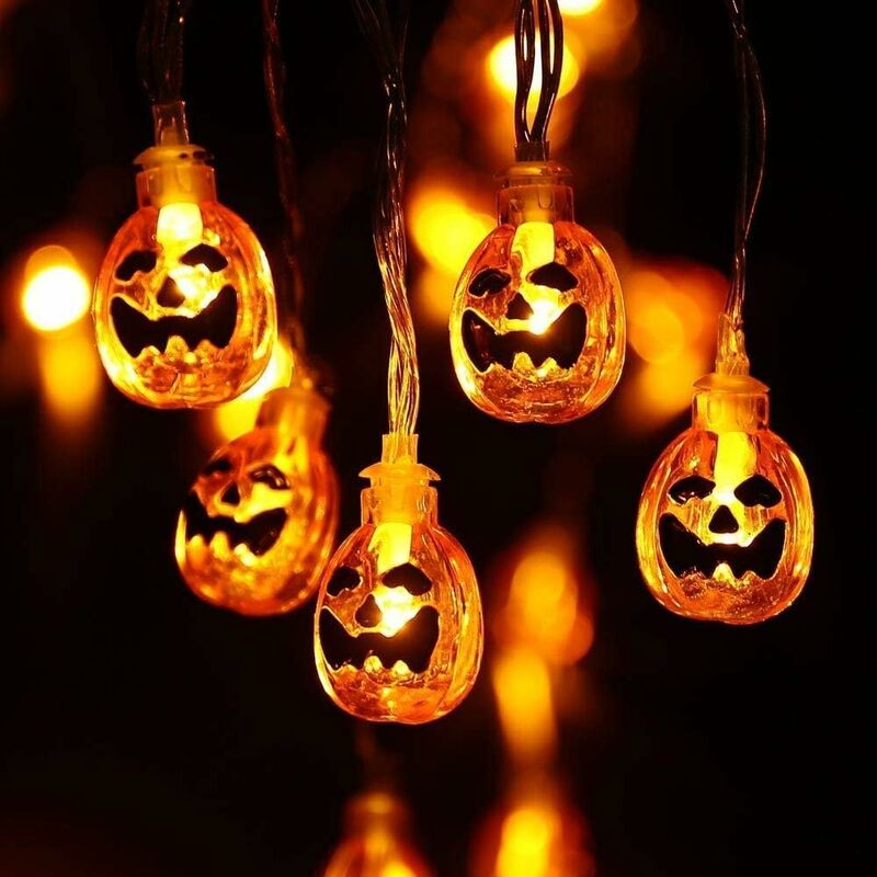 

Calabaza Decoracion Halloween, Guirnalda Luces Exterior 20 LED de Calabazas Halloween, Luces Decoración Fiesta Halloween, Lámpara de Jack-o'-Lantern