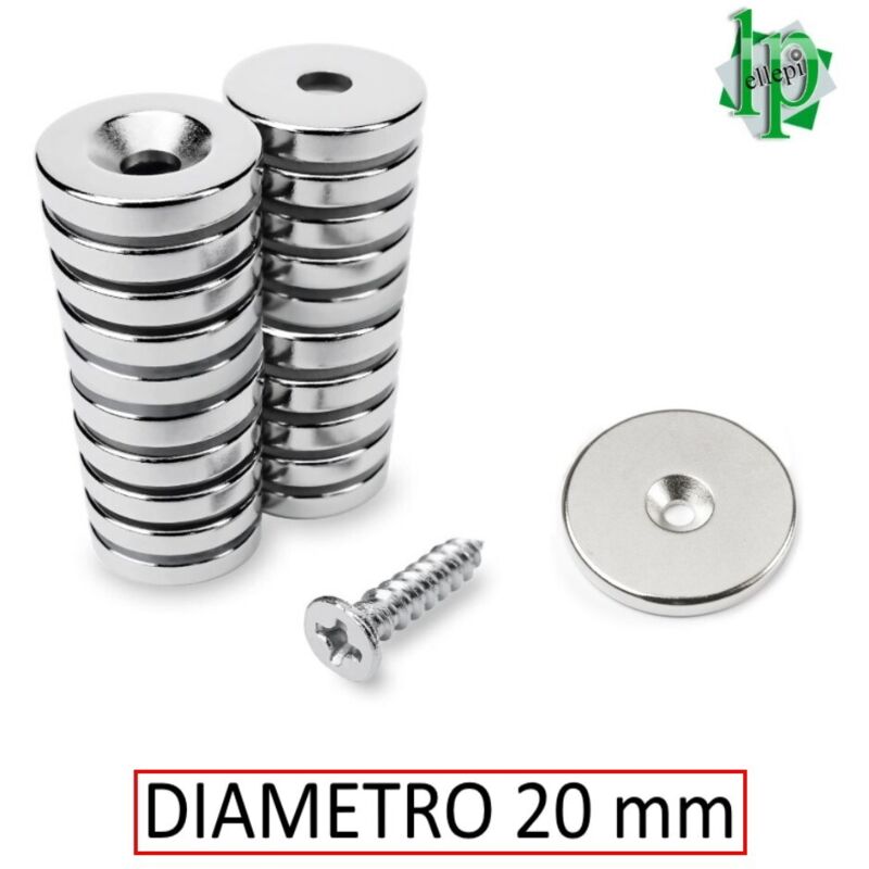 Image of Calamita Diam.20 Con Foro Svasato Attrazzione Frontale (Coppia)