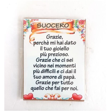 Calamita Magnete Magnetino Rettangolare Idea Regalo Frasi Dedica Suocero