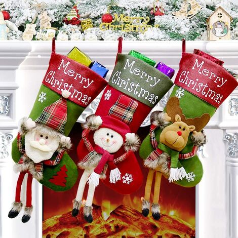 Bolsitas de Calcetín para Decoraciones de Fiesta Medias de Navidad Calcetín de Personalizado Colgante de Chimenea de Muñeca para árbol de Navidad y Bolsa de Dulces,8 pequeños 