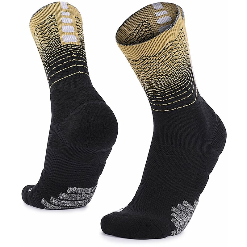 

Calcetines de baloncesto, calcetines de f¨²tbol transpirables para hombres y mujeres, calcetines deportivos,Dorado y negro