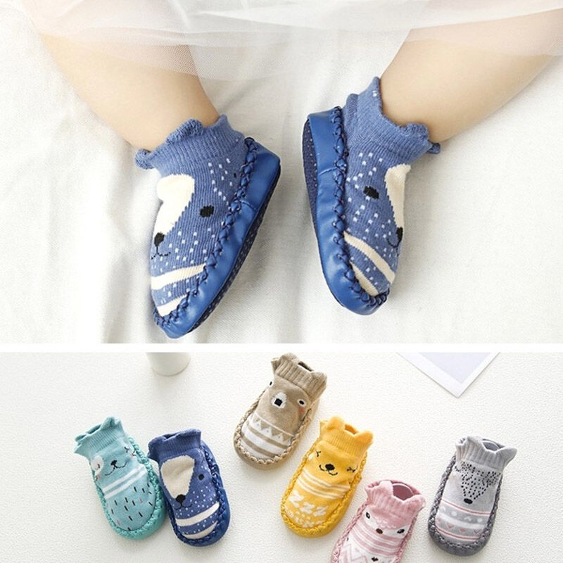 

Calcetines de bebe con suelas de puntos de goma antideslizantes suela suave calcetines de dibujos animados bonitos para ninos pequenos,Amarillo, 13cm