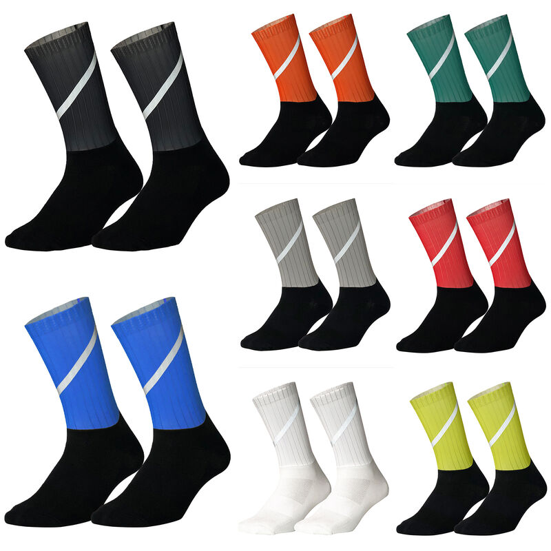 

Calcetines de ciclismo unisex Rayas reflectantes Antideslizantes Silicona Transpirable Calcetines portatiles Deportes atleticos Correr Ciclismo