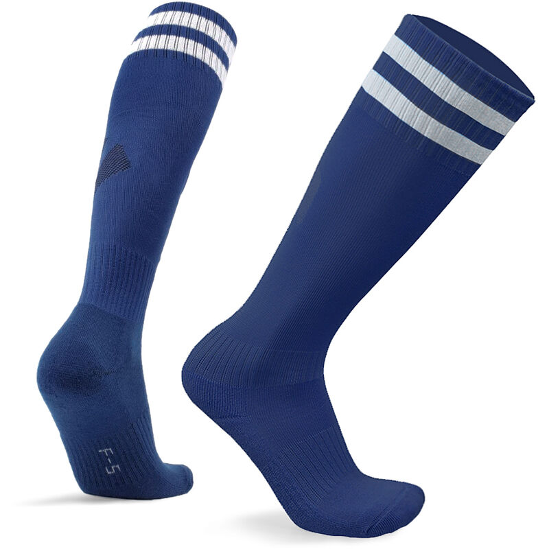 

Calcetines de futbol antideslizantes Calcetines transpirables Footbll Adultos Ninos Calcetines deportivos hasta la rodilla,Azul marino, M