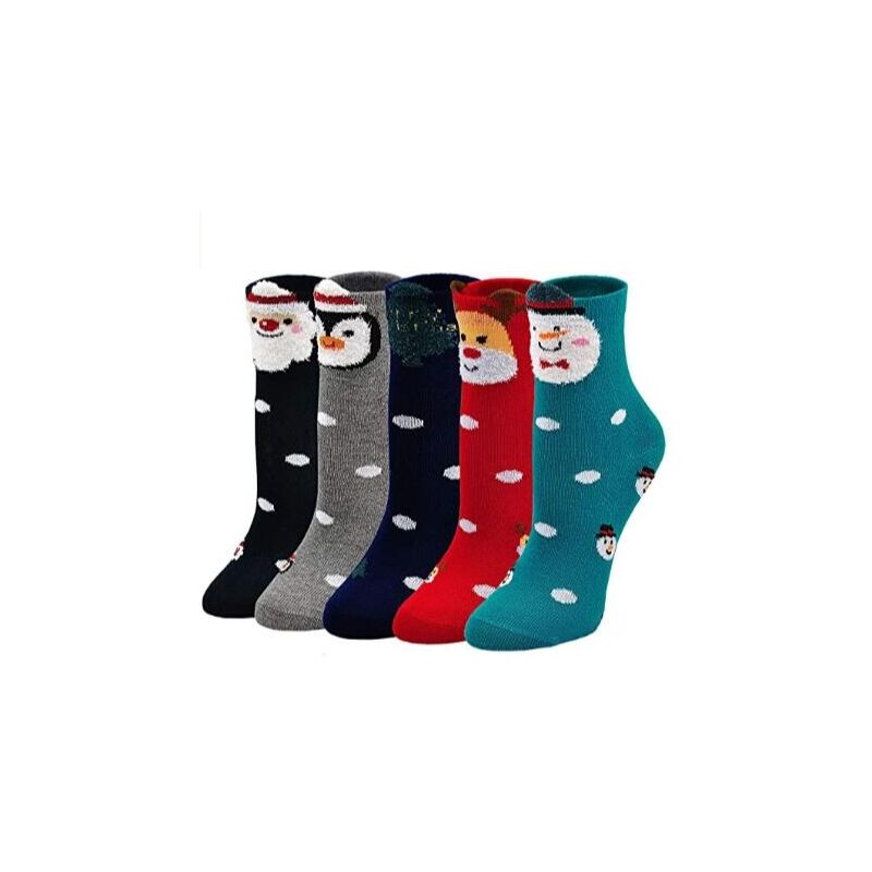 

Calcetines de Navidad Niños Niñas Calcetines de animales Patrón de colores Divertido Medias de algodón Talla XL, 5 pares