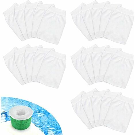 Calcetines para desnatador de piscina, 25 unidades de calcetines filtrantes para filtros, cestas y bolsas para desnatador, calcetines para filtrar hojas, insectos y pelo (2213 cm)