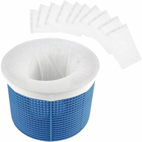 Calcetines para desnatador de piscina, filtro de desnatador de piscina de tela de nailon elástico duradero para cesta de piscina, calcetines de desnatador de red para limpieza de piscinas, 10 piezas
