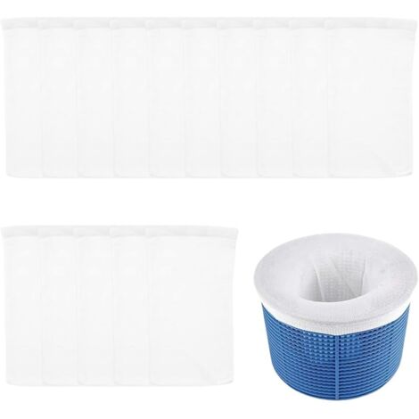 Calcetines Skimmer Piscina, 15 Piezas, Cesta Ajustable, Universal Filtro Skimmer de Nailon Reutilizable, para Atrapan Hojas, Cabello, Hierba, Agujas (Blanco)