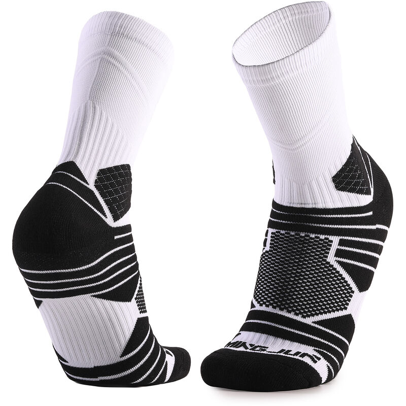 

Asupermall - Calcetines unisex Elite Baketball, suela de toalla transpirable, deportes acolchados, calcetines atleticos para correr,Blanco, talla