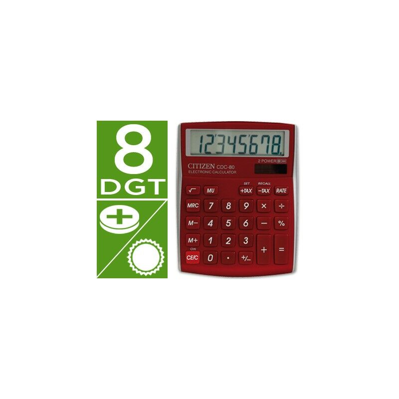 

Calculadora citizen sobremesa cdc-80 8 digitos burdeos