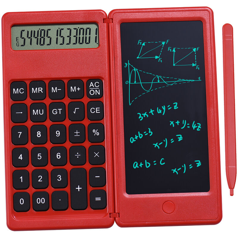 

Calculadora plegable Tablero de escritura a mano Pantalla LCD de 6 pulgadas Pantalla de 12 dígitos Boton incorporado Batería,rojo