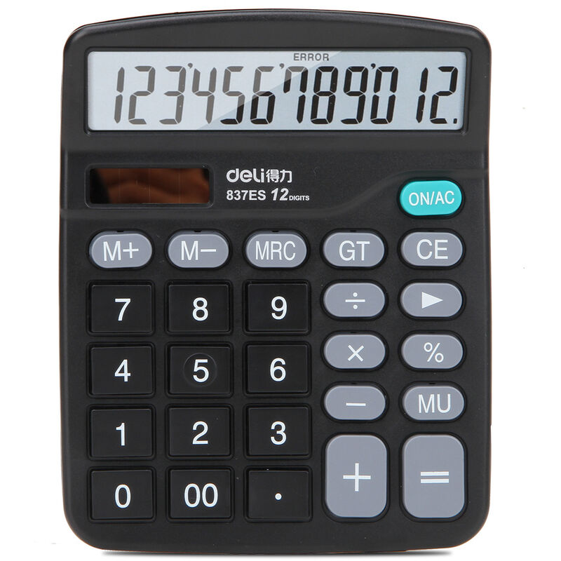 Shining House - Calculatrice de bureau à 12 chiffres avec grand écran lcd et bouton sensible, double alimentation solaire et batterie, fonction