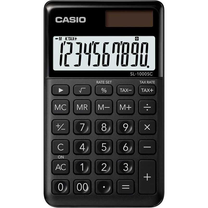 SL-1000SC-BK Calculatrice de poche noir Ecran: 10 solaire, à pile(s) (l x h x p) 71 x 9 x 120 mm - Casio