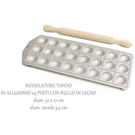 Calder raviolatore tondo 24 posti in alluminio con mattarello