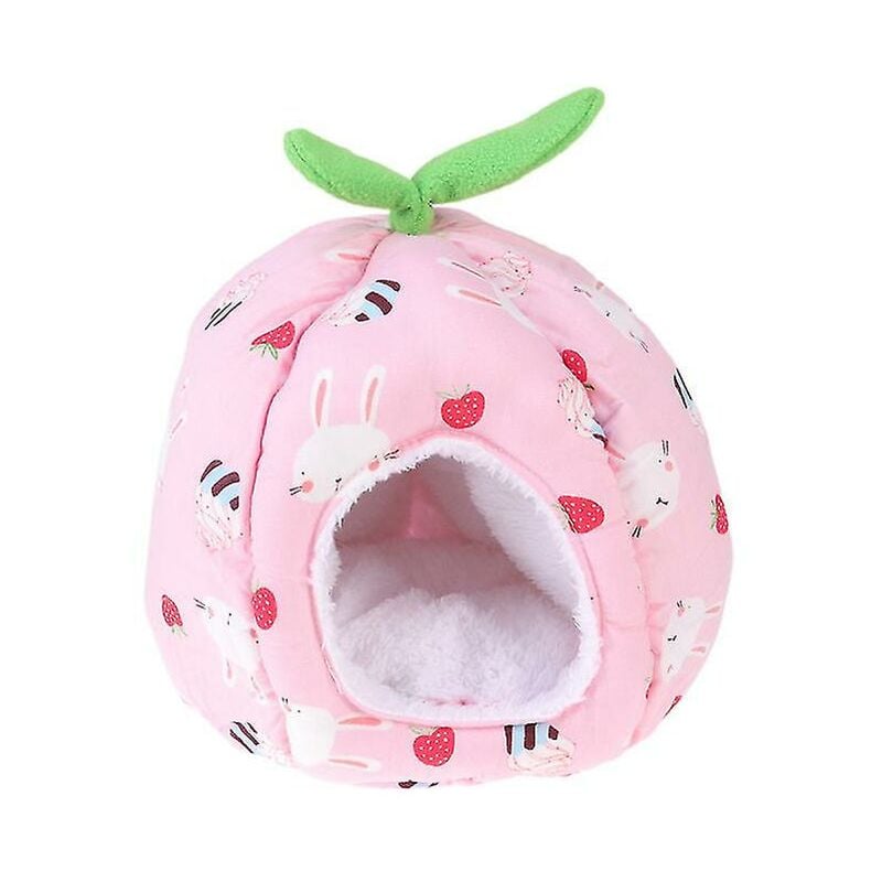 Caldo coniglio Pet Sleep Cage Inverno Peluche Pet House Bed Forniture per animali domestici per criceto Scoiattolo (rosa)