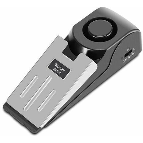 Cale de porte, butée de porte avec fonction d'alarme, butée de porte en caoutchouc antidérapant, sensibilité réglable sur 3 niveaux (1 pièce)