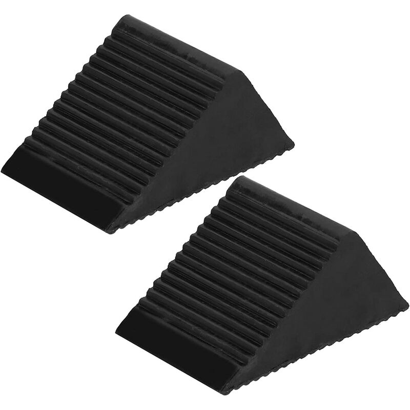 Cale de Roue, 2 pièces cale de Roue de Voiture Bloc d'arrêt de Pneu en Caoutchouc Portable pour Garage de Cour Noir 12.5x7.5x6cm