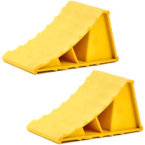 Cale de roue, 2 pièces, bloc antidérapant, cales de roue, cale de roue de voiture, cale de roue de voiture, pour caravane, camping-car, voiture, moto, van à chevaux – Jaune