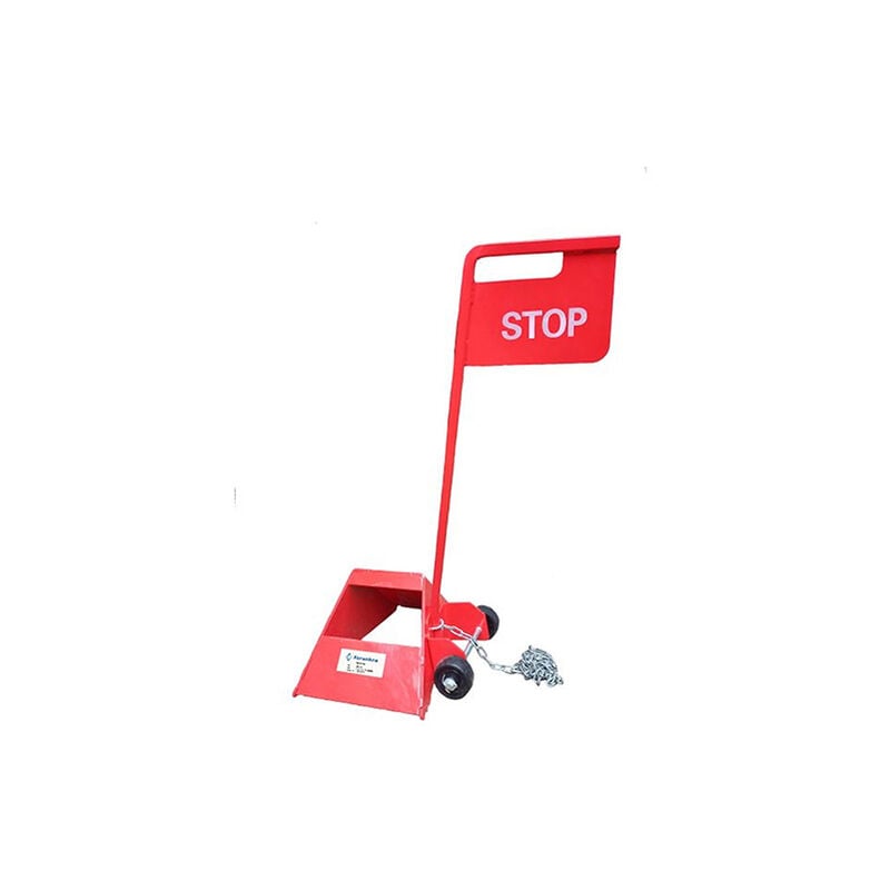 Cale roue acier avec panneau stop et roulettes - CR-250-R