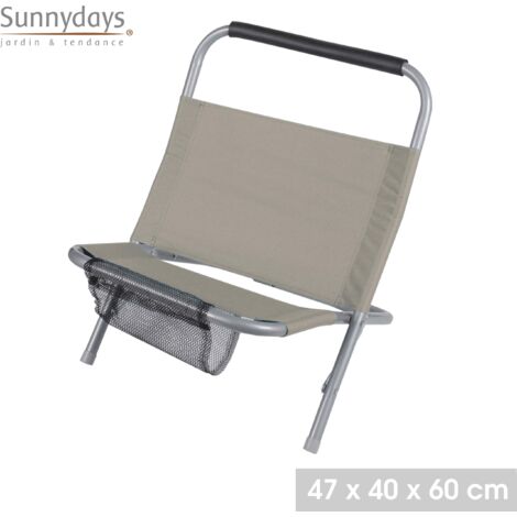 Cale dos de plage en acier "Le Delano" - Taupe - L 47 x P 40 x H 60 cm - Livraison gratuite