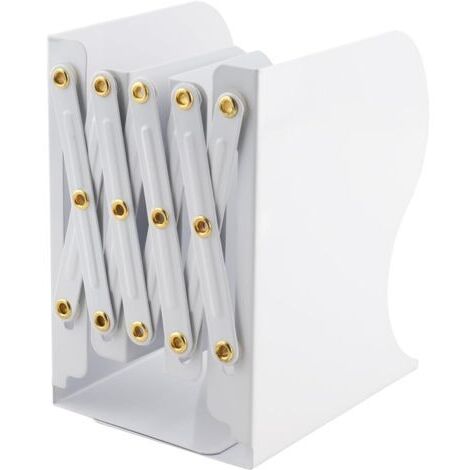 Cale Livre, Serre-Livres Rétractable, Cale Livre Etagere en Métal Réglable Peut Salle D'étude Décorative Chambre à Coucher Bureau (Blanc)