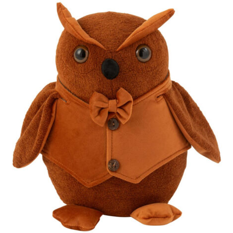 Cale-Porte en Velours Bouclé "Chouette" 28cm Cognac