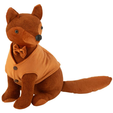 Cale-Porte en Velours Bouclé "Renard" 38cm Cognac