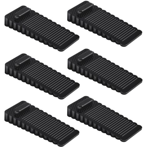 Cale Porte PVC 6 Pièces, Bloque Porte Sol Réglable en Hauteur et Empilée, Arrêts de Portes pour Portes et Sols de Divers Matériaux - Noir