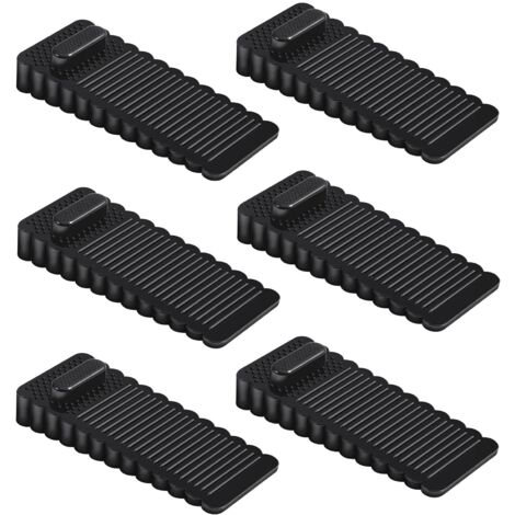 Cale Porte PVC 6 Pièces, Bloque Porte Sol Réglable en Hauteur et Empilée, Arrêts de Portes pour Portes et Sols de Divers Matériaux - Noir