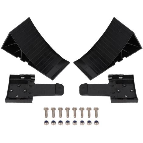 Cale Roues 2PCS Noir HDPE avec Support Fixation Anti-Glissement pour Remorques Camping-Cars Bateaux