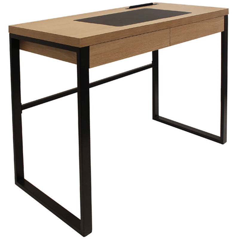 Altobuy - caleb - Bureau Plateau Effet Bois et Piètement Noir